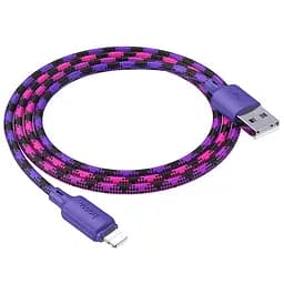 Дата кабель Hoco X116 Meridian USB to Lightning 2.4A (1m) Gradient Purple Mix - мініатюра 5
