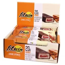 Набір батончик FitWin Protein Bar 33% Карамель-арахіс 720 г (12 шт. по 60 г)