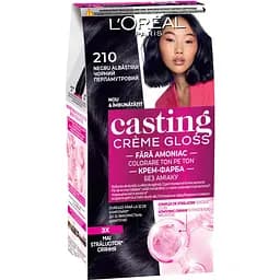 Краска-уход для волос  без аммиака L'Oreal Paris Casting Creme Gloss тон 210 черный перламутровый 120 мл (A7295976)