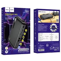 ДБЖ UPS для роутера Hoco DB62 UPS 20000mAh/18W/1USB/1TypeC/5/9/12v/POE 15-24V/LED black - мініатюра 4