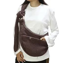 Слінг сумка переноска через плече для тварин собак котів дрібних порід до 6 кг ремінцем із кишенею dogs bomba коричневий 