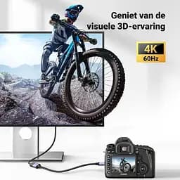 Кабель Ugreen Micro HDMI штекер to HDMI 2.0 роз'єм 4K 60Hz 3D нейлонова обплетення 25CM Gray (HD149) - мініатюра 5