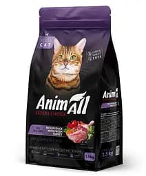 Сухий корм AnimAll Повнораційний для дорослих котів зі свіжою індичкою та качкою, 1.5 кг
