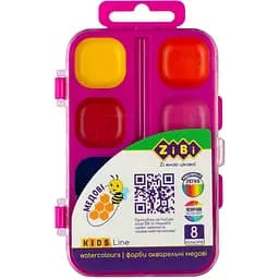 Акварельні водорозчинні фарби ZiBi Kids Line на палітрі 8 кольорів (ZB.6542-12)