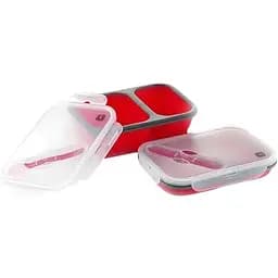 Ланчбокс складаний Сила із кришкою-засувкою і ловилкою 400 мл/650 мл червоний