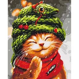 Картина за номерами на підрамнику Brushme Новий рік зі змійкою Маріанна Пащук