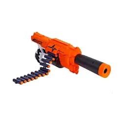 Автомат G 12, мягкие патроны, автоматический принцип работы, большой барабан, 30 патронов, бумажная мишень