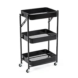 Этажерка Wall Sticker SW-00002099 мобильная трехъярусная универсальная из металла 46.5х29х77.5 см черная