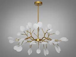 Креативна підвісна люстра в вітальню Світлячок, 45 ламп, золото