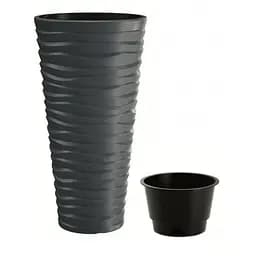 Горщик для квiтiв Prosperplast Sand високий, з вкладишем 2 в 1, 400 мм, антрацит (79621-433)