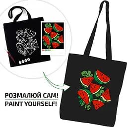 Набір екосумка-розмальовка Кавуни 38х42см чорна бавовна 200г/м2 ROSA Talent [CD] - мініатюра 3