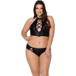 Комплект з екошкіри Passion Nancy Bikini black 4XL/5XL