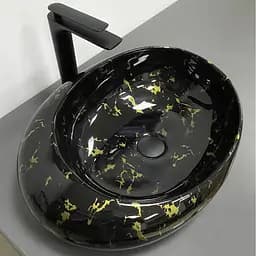 Умивальник VBI Riccia black marmo glossy накладний VBI-017201, Чорний