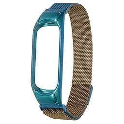 Ремешок Миланская петля радужный для Xiaomi Mi Band 3/4, 40 золотисто-синий