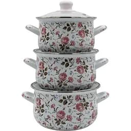 Набір каструль Verona емальовані з кришками 1.6 л, 2.3 л, 3 л (VR-0003-03)