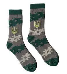 Носки с принтом патричные с символами Украины высокие бесшовные дышащие качественные ORGANIC cotton JILL ANTONY Коричневый