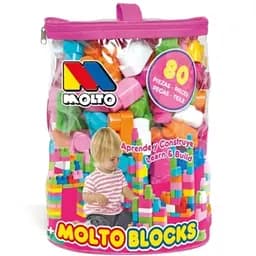 Конструктор з великими деталями в боксі Molto Blocks 80 шт. рожевий (13461)