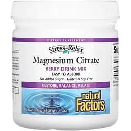 Магний цитрат Natural Factors Stress-Relax Magnesium Citrate Ягодный в порошке 250 гр