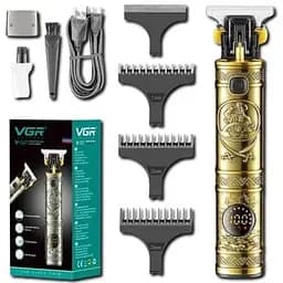 Машинка для стрижки волосся та бороди VGR V-097 професійна бездротова 4 насадки Gold (44235-V-097_402)