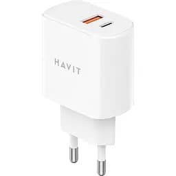 Зарядний пристрій Havit UCP019 20W USB-A+USB-C білий (HV-UCP019-WH)