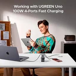 Зарядний пристрій 4xUSB 100W (3xUSB-C+USB-A) Gan Robot tech Fast Charger Сірий X688 Ugreen - мініатюра 5