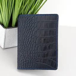 Обложка на паспорт, загранпаспорт кожаная Handycover 0054 синяя рептилия