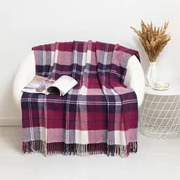 Плед вовняний Vladi Ельф 140х200 біло-лілово-сливовий 2 (1054)