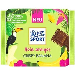 Шоколад молочний Ritter Sport Банан і хрусткий рис 100 г (932209)
