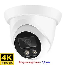 IP камера відеоспостереження вологозахищена POE з мікрофоном 8 мегапікселів, f=3,6 мм Asecam 8MP4K36 (101010-36) - мініатюра 2