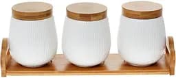 Набор банок Nouvelle Home Violal 3 банки для сыпучих продуктов на подставке Bona 36х10х14 см kuh0008068