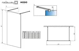 Душова перегородка Radaway Modo X I 130 см 388334-01-01 - мініатюра 2