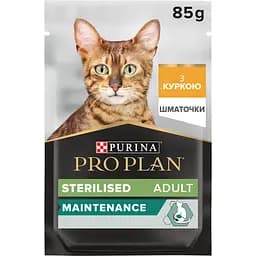 Влажный корм Purina Pro Plan Sterilised для взрослых кошек после стерилизации кусочки курицы в соусе 85 г (12457646)