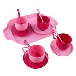 Дитячий ігровий набір посуду з підносом ЮНІКА 70293 13 предметів в сітці