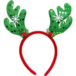 Обідок новорічний "Оленячі роги" Bambi 2502(Green) зелений