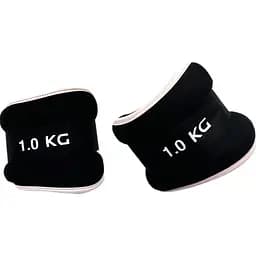 Утяжелители EasyFit 2 х 1 кг для ног и рук Черные с розовым (EF-1010-P)