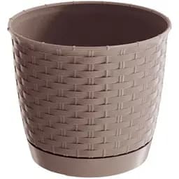 Горщик для квiтiв Prosperplast Ratolla круглий з пiдставкою, 250 мм, мокка (70766-7529)