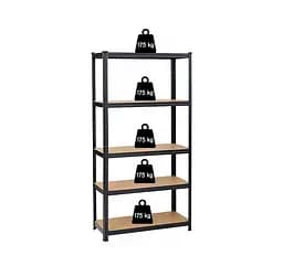 Стелаж LEOBRO Premium Black 180 х 90 х 30 см, 175кг/полиця, 5 полиць (LB-R114)