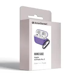Силіконовий чохол для навушників Apple AirPods Pro 3, Hang Case, фіолетовий, ультратонкий захисний кейс товщиною 2 мм, захист від подряпин, пилу та ударів, компактний, з карабіном для кріплення, ArmorStandart (ARM88281) - мініатюра 8