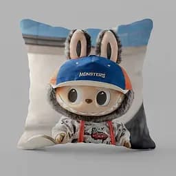 Подушка 3D декоративна з принтом Лабубу № 7 35x35 см, велюрова 50 см, 50 см