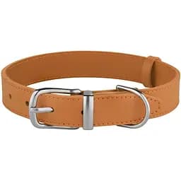 Ошейник для собак BronzeDog Barksi Classic кожаный S 28-36х1.7 см горчичный