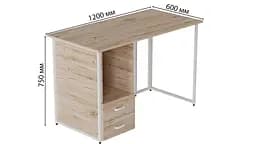 Комп'ютерний стіл Ferrum-decor Отто 75x120x60 білий ДСП Дуб Артізан 16мм (FRD-101024) - мініатюра 2