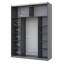Шафа-купе Doros G-Caiser Графіт / Дуб Евок 1 ДСП / 1 Скло / 3 частини 180х60х240 (42005015) - мініатюра 2