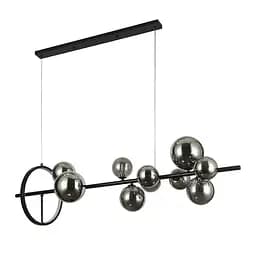 Люстра LED Levistella 918LP267-10 BK+BK, 10 плафонов, чорний метал, скло, сучасний стиль для дому