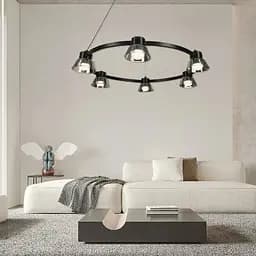 Кільцева люстра HILDFRID на 6 плафонів Line.F MJ 179-600 BK