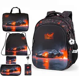 Школьный ортопедический рюкзак 6 в 1 для мальчика School Standard 38х30х18 см с Машиной для младших классов (SET 150-35)