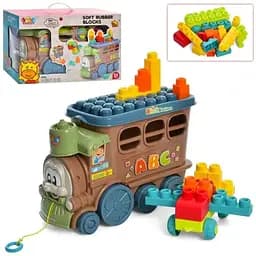 Игрушка Поезд-каталка с силиконовыми кубиками, 2в1, 22 элемента