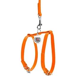 Шлея з повідцем для собак Waudog Glamour, шкіряна, з QR паспортом, 25-33х35-43х1,2/115 см, помаранчевий (34004) - мініатюра 2