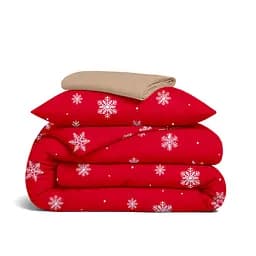 Дитяча постільна білизна фланель Cosas SNOWFLAKES CRANBERRY CS5 110х140см (Flannel_SnowflakesCranberry_El80-12Caramel_140)
