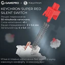 Клавиатура игровая механическая GamePro MK-285-WH Asgard Ragnar Keychron Super Red Switch Bluetooth 5.2/2.4 ГГц/USB White - мініатюра 6