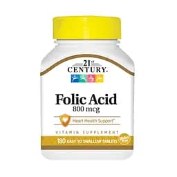 Вітаміни та мінерали 21st Century Folic Acid 800 mcg, 180 таблеток